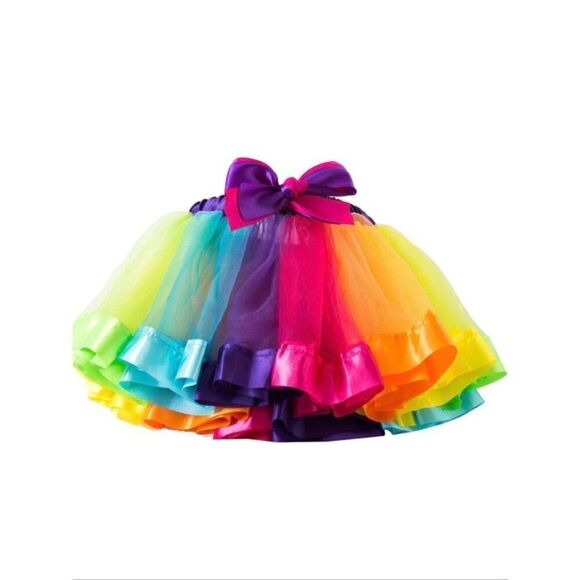 NEW Little Girls 5-8 (L) Rainbow Color Mesh Multi-Layer TuTu Skirt - Picture 1 of 10
